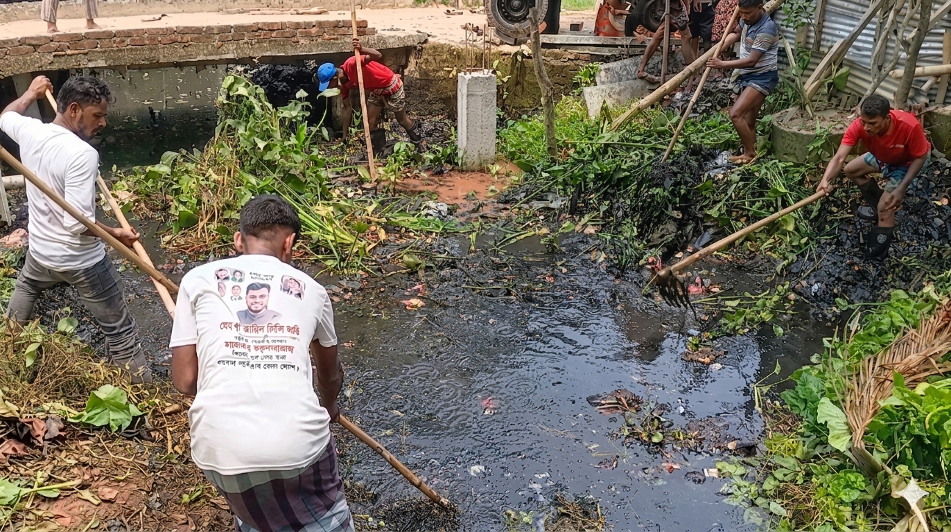 পটুয়াখালী পৌরসভার কুঁড়ির খালে পরিচ্ছন্নতা অভিযান এলাকাবাসীর কৃতজ্ঞতা 